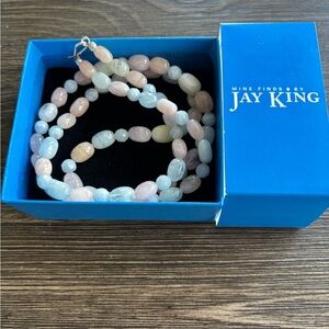 Jay King Mine Finds Aquamarine and Morganite 36 inch Beaded Necklace